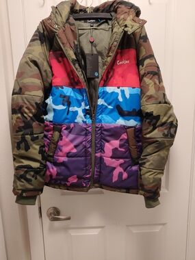 Cookies SF Men's Battalion Multicolor Colorblock Camo Puffer Jacket NEW